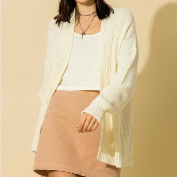 NEW TRENDY OLIVE OPEN FRONT CARDIGAN KNIT SWEATER - Picture 4 of 8